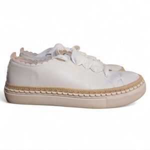 Kate Spade White Leather Lena Sneakers size: 6 Preppy Scalloped 1" Platform Shoe